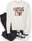 Kansas City Leopard Graphic Crew Neck Sweatshirt- Plus Size