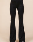 Mittoshop Stretchy Soft Elastic Waist Flare Pants- Black