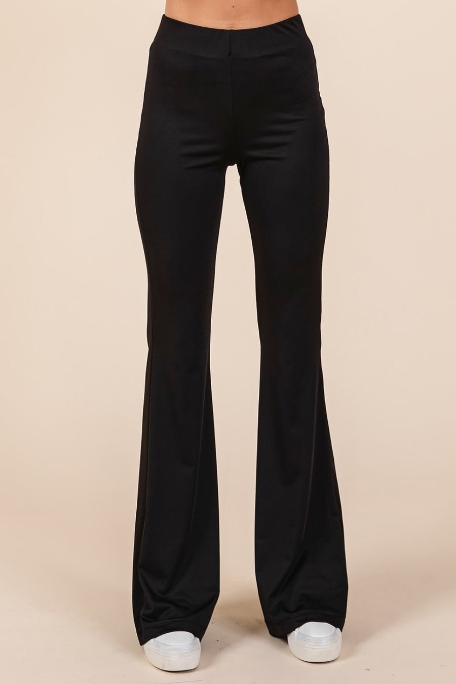 Mittoshop Stretchy Soft Elastic Waist Flare Pants- Black