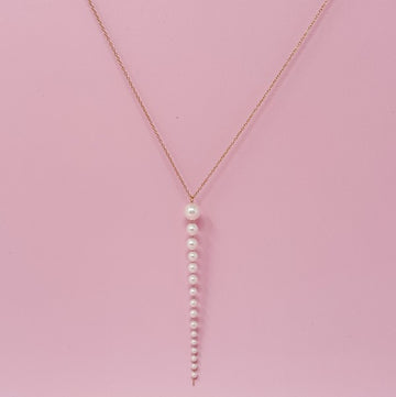 Gradiant Long Pearl Drop Necklace