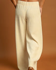 Umgee Elastic Waist Wide Leg Pants- Cream