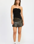 LEATHER PLEATED SKIRT