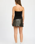 LEATHER PLEATED SKIRT