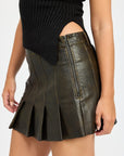 LEATHER PLEATED SKIRT