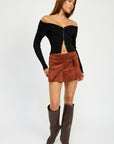 WRAPPED BUCKLE BELT MINI SKIRT