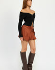 WRAPPED BUCKLE BELT MINI SKIRT