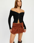 WRAPPED BUCKLE BELT MINI SKIRT