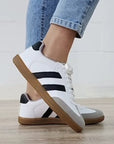 Striped Lace-up Flat Sneakers