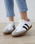 Striped Lace-up Flat Sneakers