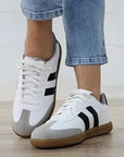 Striped Lace-up Flat Sneakers