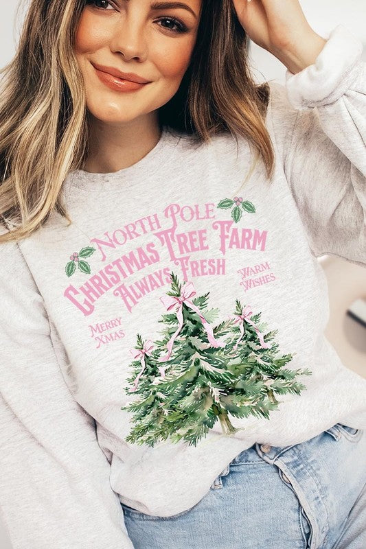 North Pole Christmas Tree Farm Fleece Sweatshirts