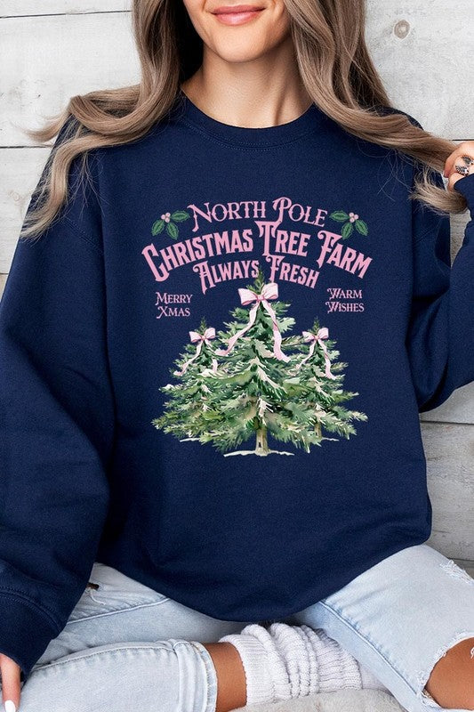 North Pole Christmas Tree Farm Fleece Sweatshirts