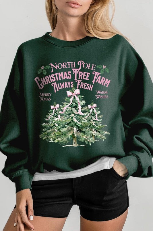 North Pole Christmas Tree Farm Fleece Sweatshirts