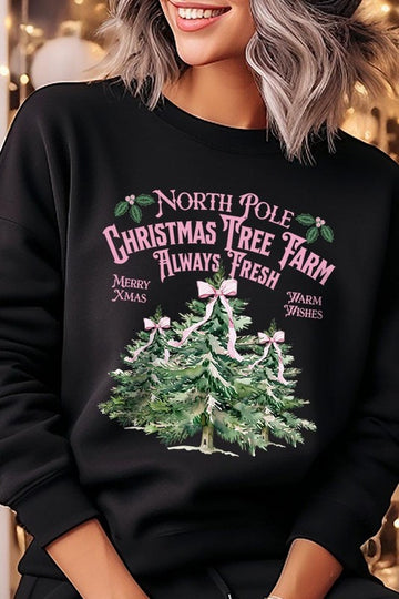 North Pole Christmas Tree Farm Fleece Sweatshirts