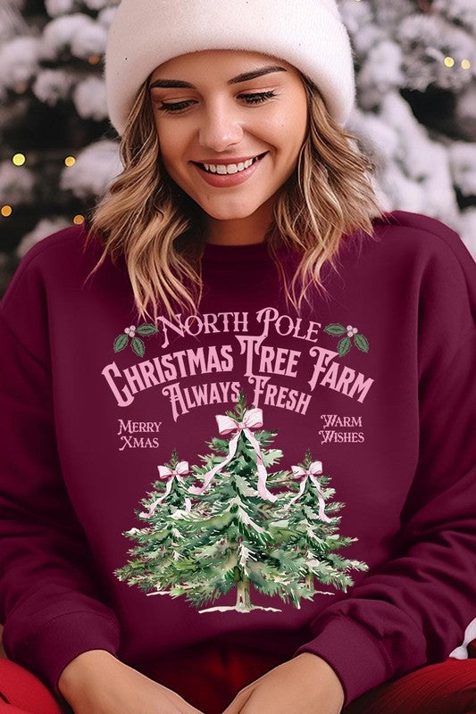 North Pole Christmas Tree Farm Fleece Sweatshirts