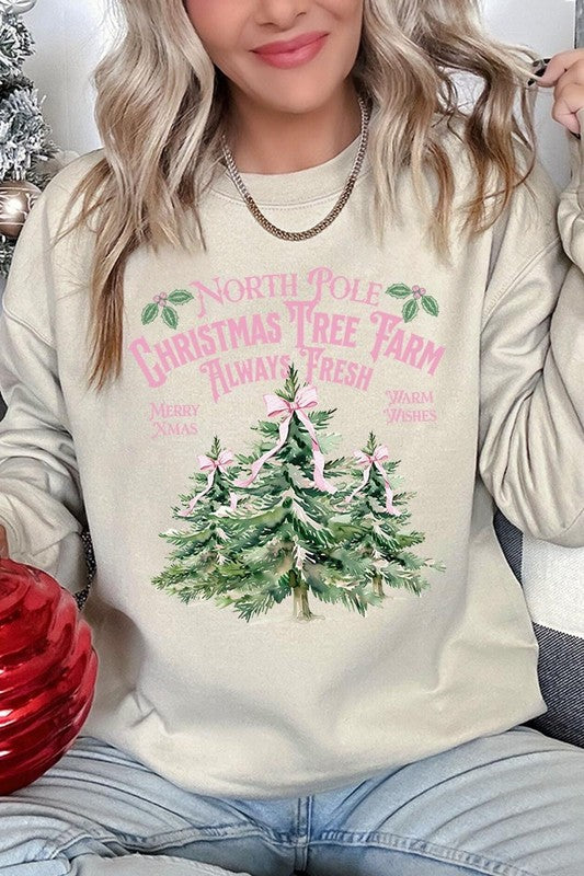 North Pole Christmas Tree Farm Fleece Sweatshirts