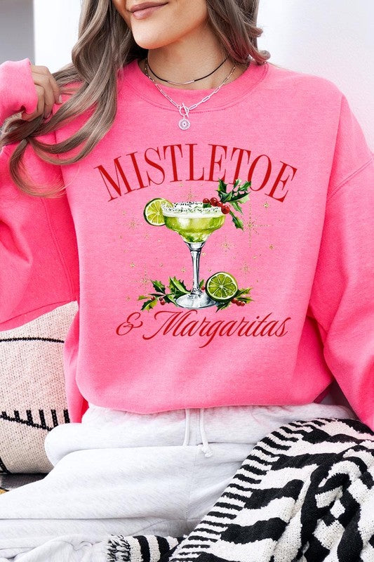 Mistletoe & Margaritas Graphic Fleece Sweatshirts