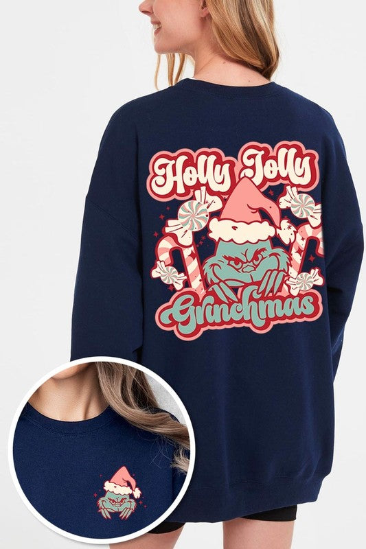 Holly Jolly Grinchmas Graphic Fleece Sweatshirts