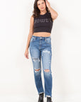 MESH TUMMY CONTROL HIGH RISE STRAIGHT JEANS