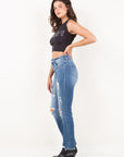 MESH TUMMY CONTROL HIGH RISE STRAIGHT JEANS