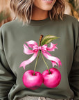 Cherry with Coquette Bow Graphic Fleece Sweatshirt