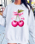 Cherry with Coquette Bow Graphic Fleece Sweatshirt