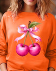 Cherry with Coquette Bow Graphic Fleece Sweatshirt