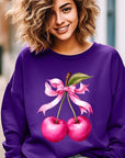 Cherry with Coquette Bow Graphic Fleece Sweatshirt