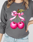 Cherry with Coquette Bow Graphic Fleece Sweatshirt