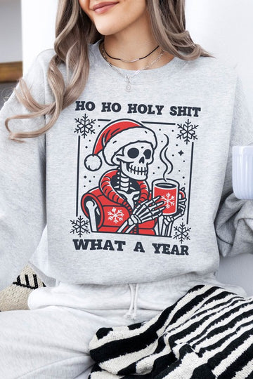 Christmas Fleece Sweatshirt- Ho Ho Ho What a year