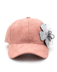 Beaded Flower Suede Fashion Cap