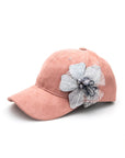 Beaded Flower Suede Fashion Cap