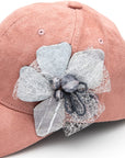 Beaded Flower Suede Fashion Cap