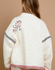 POL Embroidered Open Front Long Sleeve Jacket