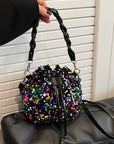 Sequin Drawstring Bucket Bag