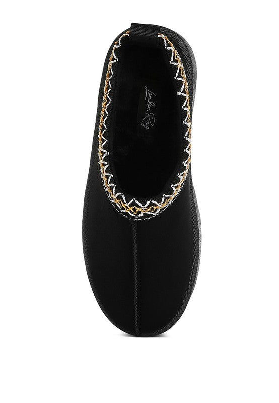 Struter Embroidered Platform Fur Classic Slip-On