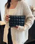 Quilted Plaid Clutch with Zipper