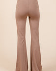 Mittoshop Stretchy Soft Elastic Waist Flare Pants- Mocha