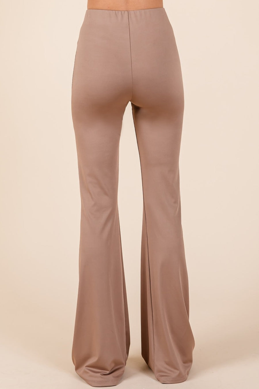 Mittoshop Stretchy Soft Elastic Waist Flare Pants- Mocha