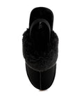 Kutchu Faux Fur Trim Platform Classic Slingback- Black