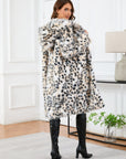 Thermal Leopard Faux Fur Hooded Outerwear