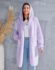 Double Take Full Size Hooded Teddy Bear Jacket with Thumbholes