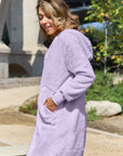 Double Take Full Size Hooded Teddy Bear Jacket with Thumbholes