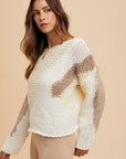 Annie Wear Color Block Drop Shoulder Sweater- Taupe