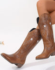 Star Point Toe Block Heel Boots