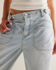 Washed Wide Leg Jeans with Pockets