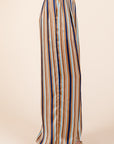 Mittoshop Striped Satin Elastic Waist Wide Leg Pants