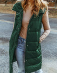 Longline Hooded Sleeveless Puffer Vest