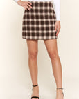 And The Why Full Size Brushed Plaid Mini Skirt