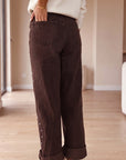 Coffee Side Seam Rivet Detail Ankle Length Casual Jeans